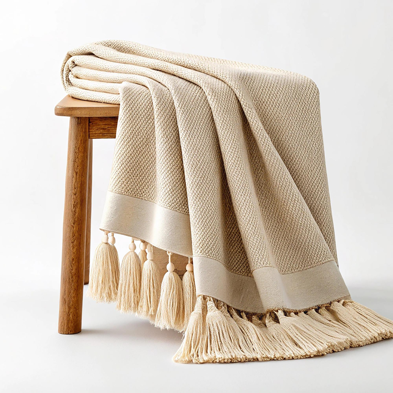127929 Ethereal Cream Cotton Throw - Image 1