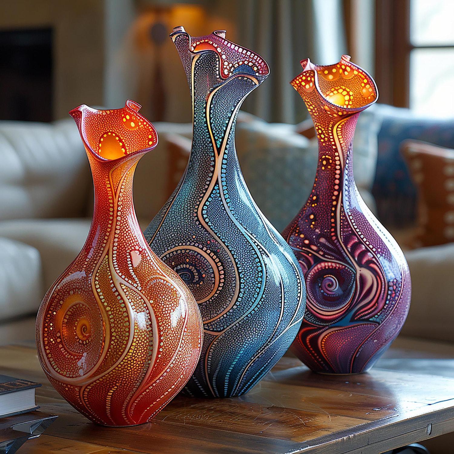 173388 Swirl Artisan Glass Vases - Image 1