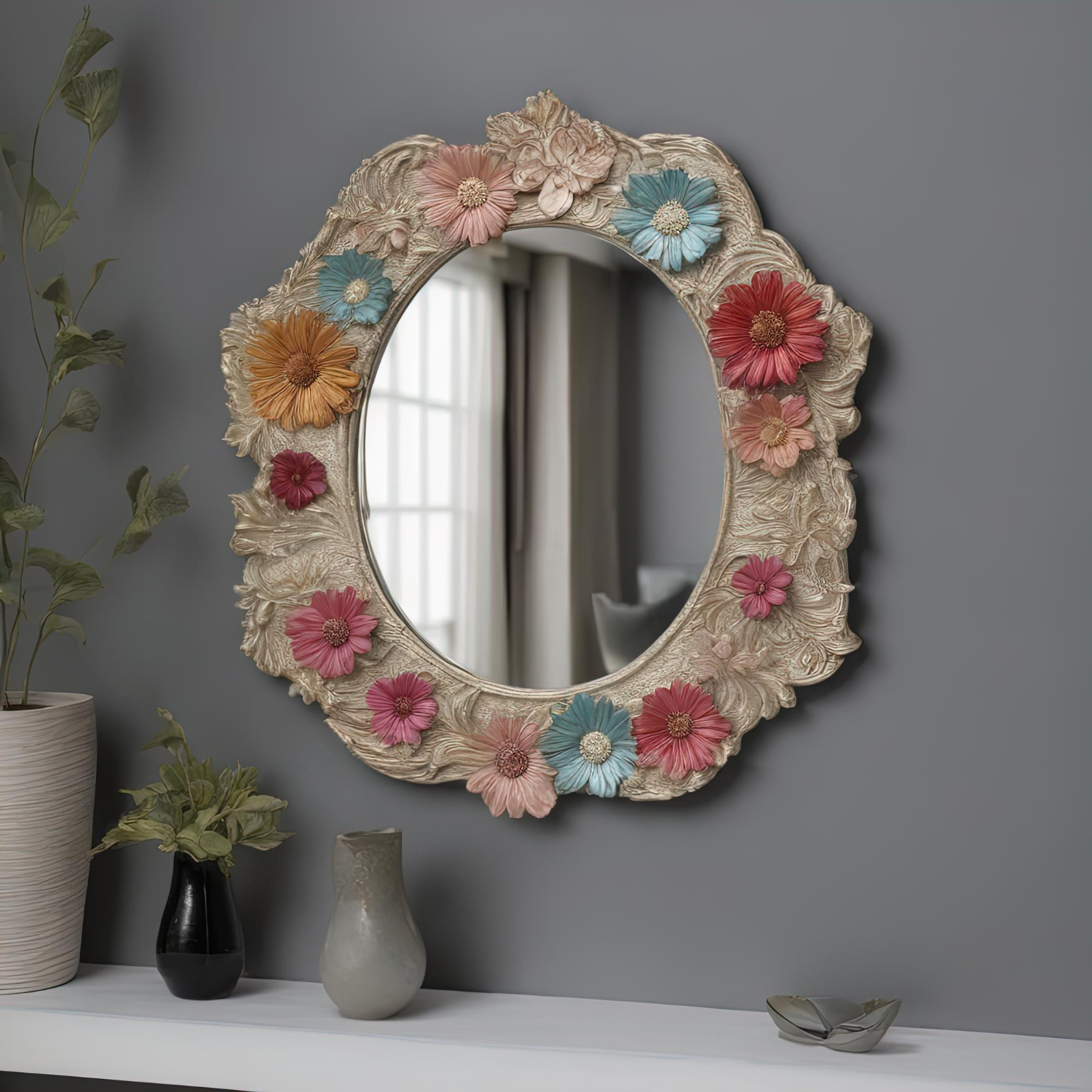 911 Blossom Floral Wall Mirror - Image 1
